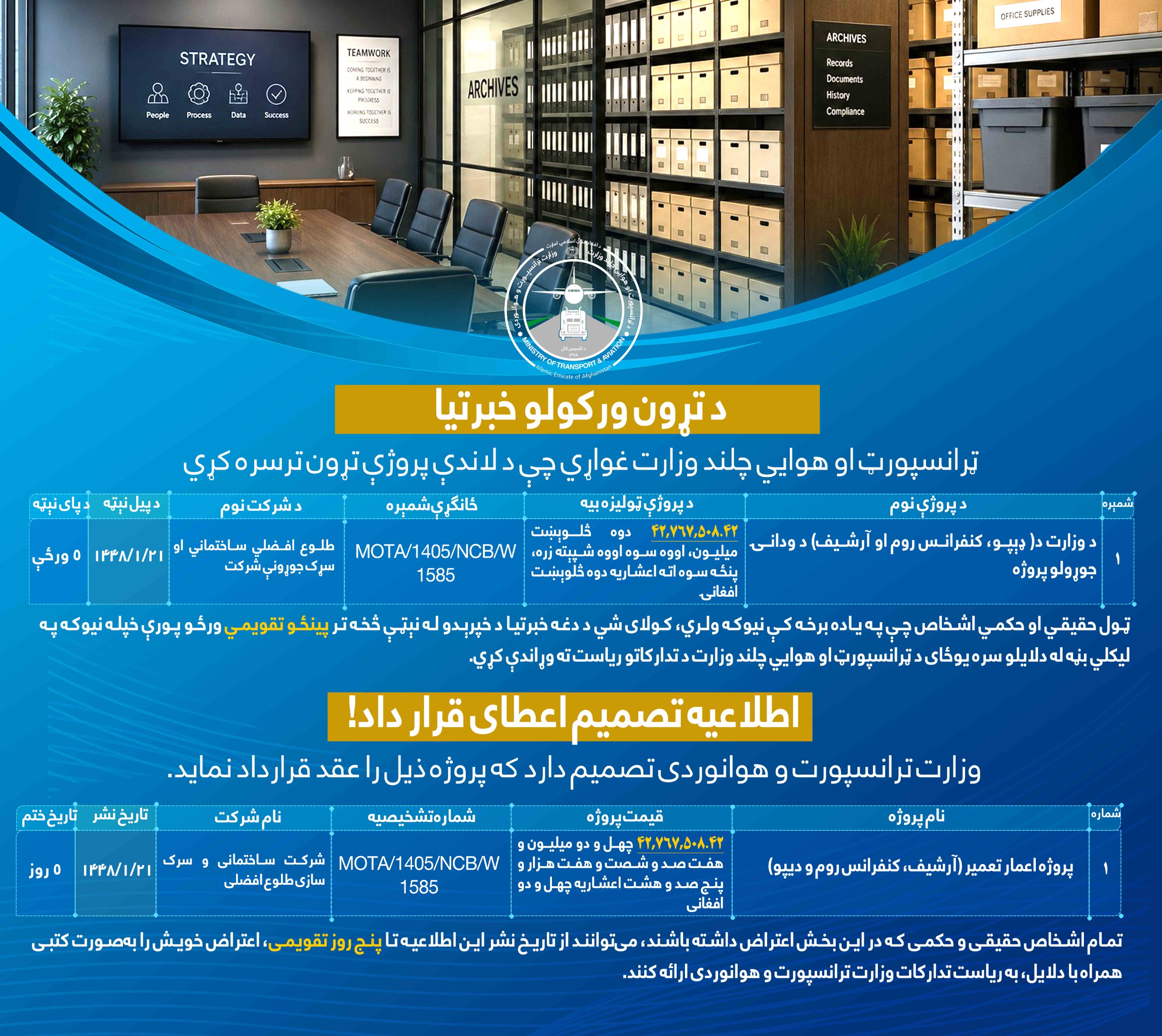 پروژه اعمار تعمیر (آرشیف، کنفرانس روم د دیپو)